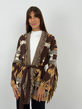 Cardigan Etnico Marrone