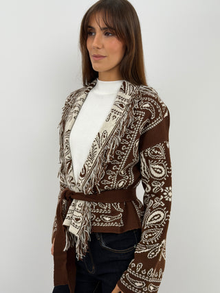 Cardigan in Fantasia Marrone