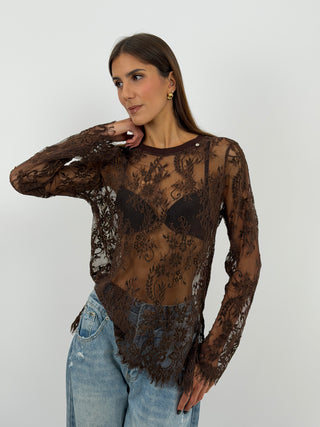 Brown Lace Top