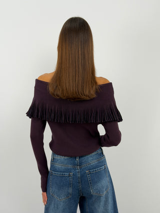 Burgundy Off-Shoulder Knit Top