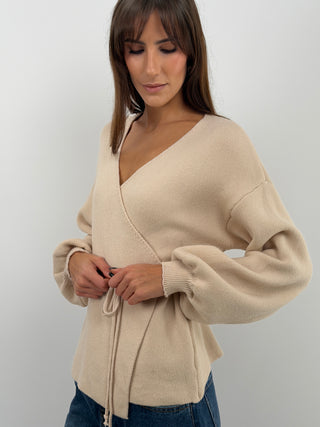 Cardigan Croisé Beige