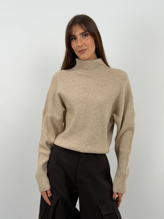 Taupe High Neck Pullover