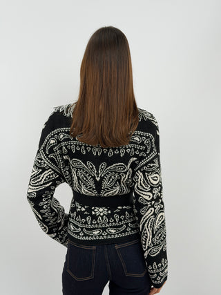 Black Patterned Cardigan