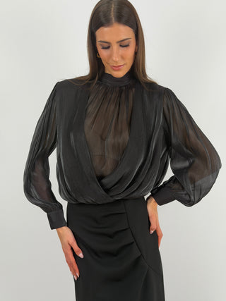 Blusa in Chiffon Nera