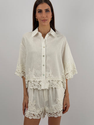 Camicia in Pizzo Panna Lumina