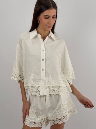 Camicia in Pizzo Panna Lumina