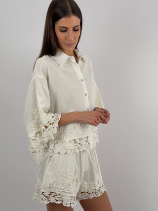 Camicia in Pizzo Panna Lumina