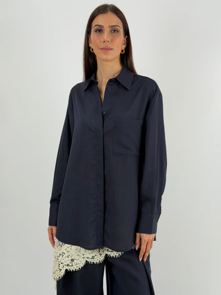 Camicia con Bottoni sul Retro Blu Lumina