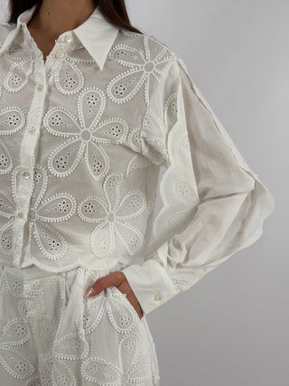 Camicia in Pizzo Sangallo Bianca Lumina