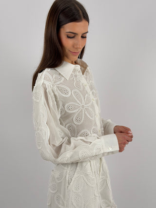Camicia in Pizzo Sangallo Bianca Lumina
