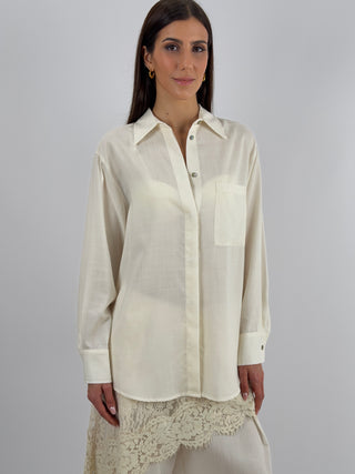 Camicia con Bottoni sul Retro Panna Lumina