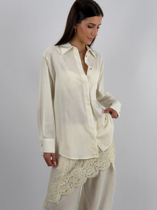 Camicia con Bottoni sul Retro Panna Lumina