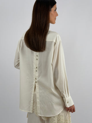 Camicia con Bottoni sul Retro Panna Lumina