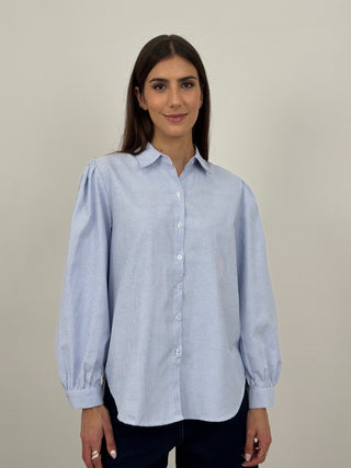 Camicia in Cotone a Righe Azzurre