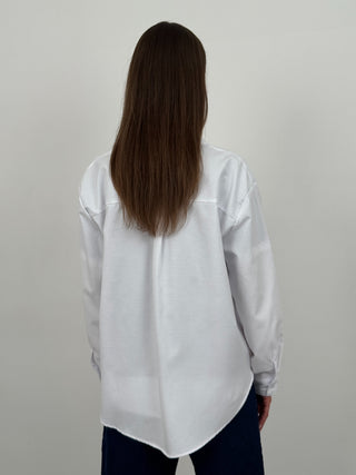 Camicia in Cotone con Ricamo Bianca