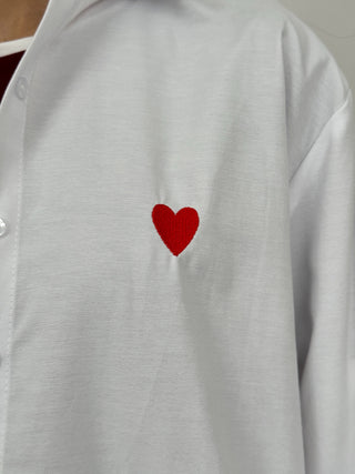 Camicia in Cotone con Ricamo Bianca