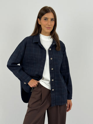 Camicia in Cotone a Quadri Blu