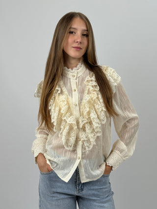 Camicia con Volant Crema