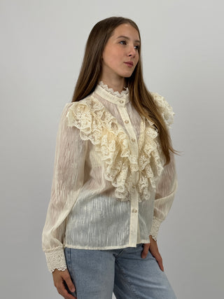 Camicia con Volant Crema