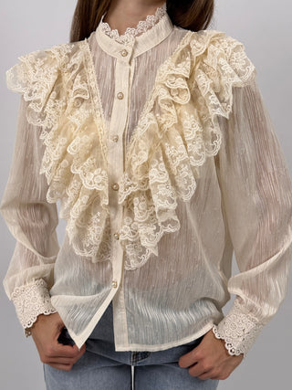 Camicia con Volant Crema
