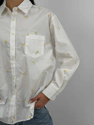 White Shirt with Heart Embroidery