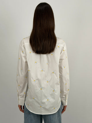 White Shirt with Heart Embroidery