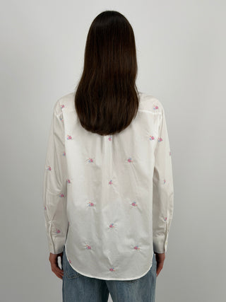 White Shirt with Heart Embroidery