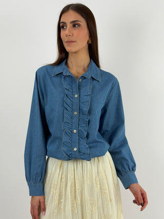 Camicia in Denim con Rouches