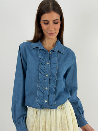 Camicia in Denim con Rouches