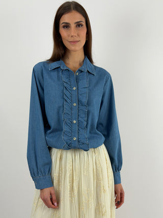 Camicia in Denim con Rouches