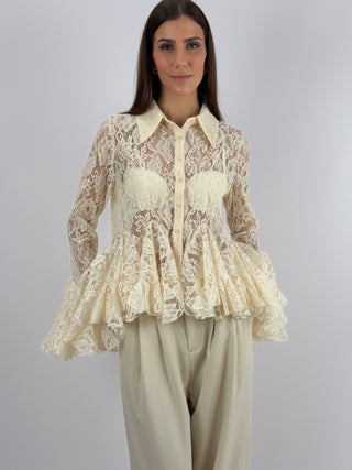 Camicia in Pizzo Panna