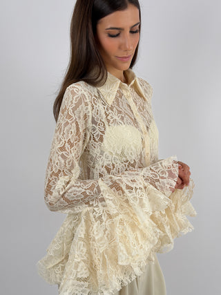 Camicia in Pizzo Panna