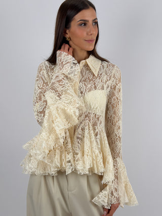 Camicia in Pizzo Panna