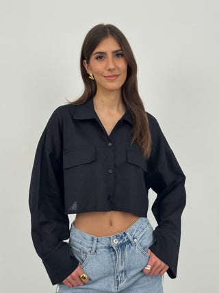 Camicia Cropped Nilo Nera