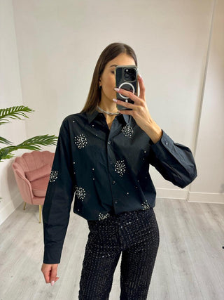 Camicia Star con dettagli Gioiello Nera - PALOMA Store