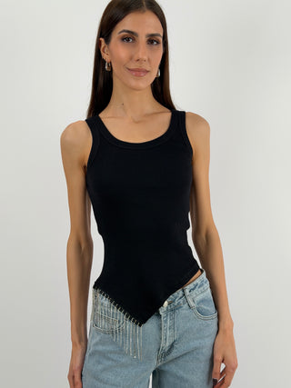 Canotta con Strass Nera Lumina