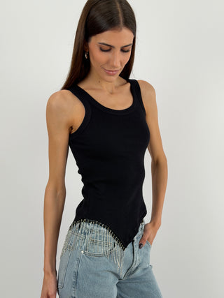 Canotta con Strass Nera Lumina