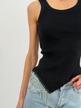 Canotta con Strass Nera Lumina