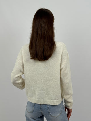 Cardigan Lumina con Bottoni Gioiello Bianco