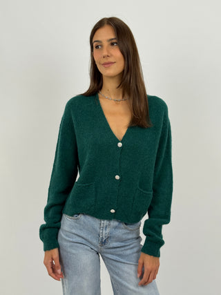 Cardigan Lumina con Bottoni Gioiello Verde