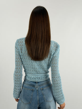 Cardigan Twist Traforato Azzurro