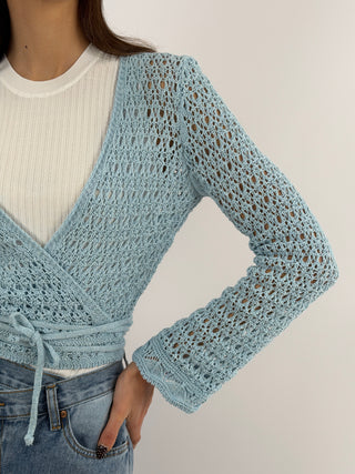 Cardigan Twist Traforato Azzurro