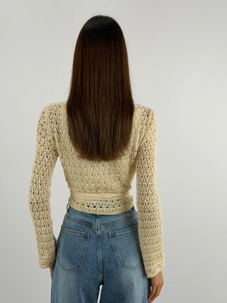 Cardigan Twist Traforato Crema