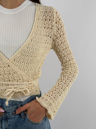 Cardigan Twist Traforato Crema