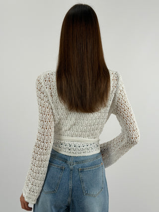 Cardigan Twist Traforato Bianco