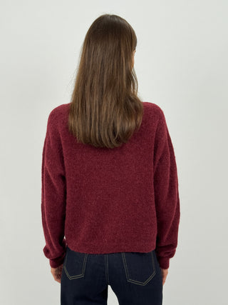 Cardigan Lumina con Bottoni Gioiello Bordeaux