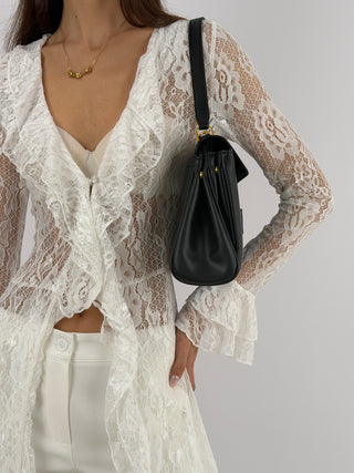 Cardigan Lungo in Pizzo Bianco