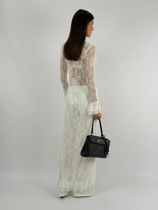 Cardigan Lungo in Pizzo Bianco