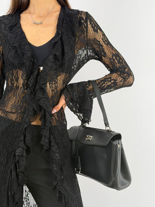 Cardigan Lungo in Pizzo Nero