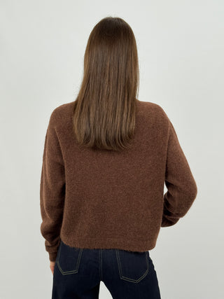 Cardigan Lumina con Bottoni Gioiello Marrone
